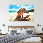 Toile Lounge on beach throw pillow (Insitu(Chambre))
