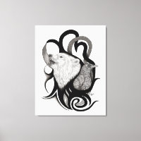 Loup blanc avec art tribal coréen