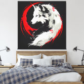 Toile Loup blanc rouge lunaire (Insitu(Chambre))