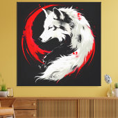 Toile Loup blanc rouge lunaire (Insitu(Salon))