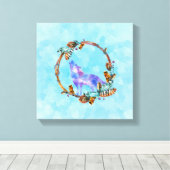 Toile Loup d'aquarelle pourpre avec couronne de bois (Insitu (Plancher de Bois))