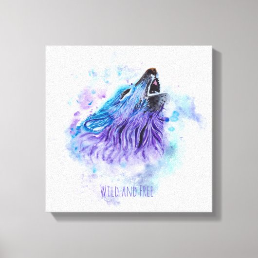 Toile Loup d'aquarelle sauvage et libre - Médias mixtes (Recto)