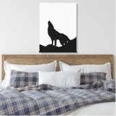 Toile Loup d'art pop noir et blanc hurle à la lune (Insitu(Chambre))