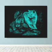 Toile Loup et Corbeau dans la Nuit (Insitu (Plancher de Bois))