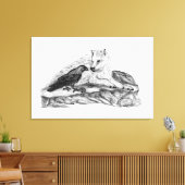 Toile Loup et corbeau - Design noir et blanc (Insitu(Salon))