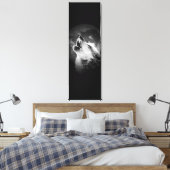 Toile Loup et lune de Howling noir et blanc (Insitu(Chambre))