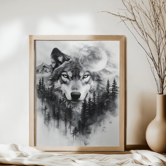 Toile Loup gris enveloppé