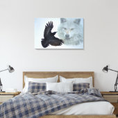 Toile Loup gris et corbeau noir Art de la faune Imprimer (Insitu(Chambre))