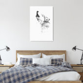 Toile Loup gris hurlant dans la peinture aquarelle (Insitu(Chambre))
