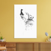 Toile Loup gris hurlant dans la peinture aquarelle (Insitu(Salon))