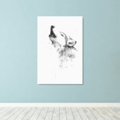 Toile Loup gris hurlant dans la peinture aquarelle (Insitu (Plancher de Bois))