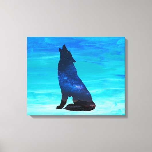 Toile Loup hurlant, chien hurlant en double exposition (Recto)