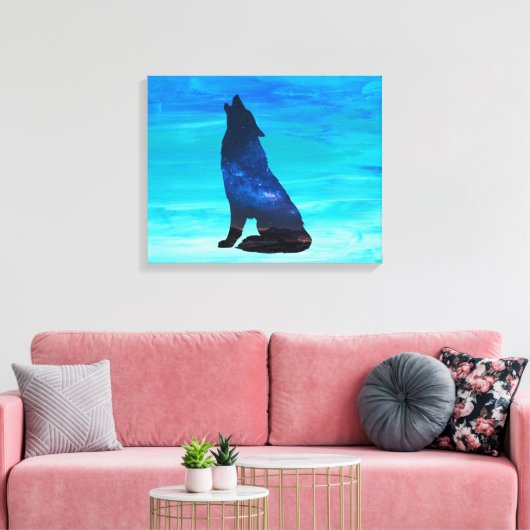 Toile Loup hurlant, chien hurlant en double exposition (Insitu(Salon))