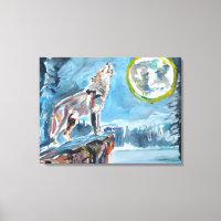 Loup hurlant pleine lune
