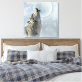 Toile Loup Lune bleue CANVAS (Insitu(Chambre))