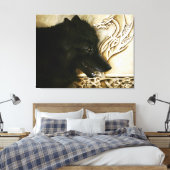 Toile Loup noir Dragon celtique en entrelacs Fantastique (Insitu(Chambre))