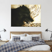 Toile Loup noir dragon celtique entrelacs fantasy (Insitu(Chambre))