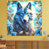Toile Loup solitaire dans le jardin Rose bleu enchanté (Insitu(Salon))