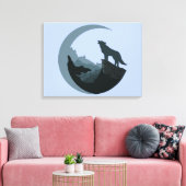 Toile Loup sur une falaise hurlant sur la lune (Insitu(Salon))