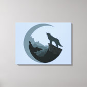 Toile Loup sur une falaise hurlant sur la lune (Recto)