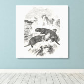 Toile Loutres de mer vintages 1800 Otter Illustration (Insitu (Plancher de Bois))