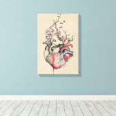 Toile Love art Surreal Coeurs anatomiques Fleurs Vintage (Insitu (Plancher de Bois))