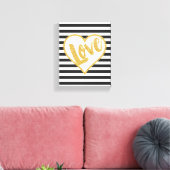 Toile Love Black & White Gold Parties scintillant Stripe (Insitu(Salon))