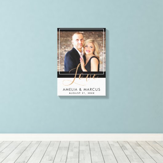 Toile Love Elegant Script Bride Groom Mariage Keepsaké (Insitu (Plancher de Bois))