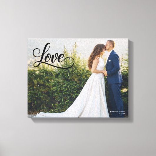 Toile Love Elegant Script Wedding Photo Wall Art (Recto)