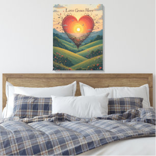Toile Love Grosses Sunset Heart Landscape Art