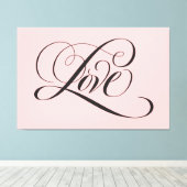 Toile LOVE Letting Calligraphy Blush Rose et Noir (Insitu (Plancher de Bois))