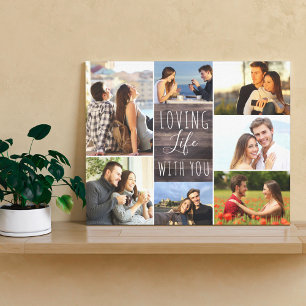 Toile Love Life with You 7 Photo Collage - Rustic Wood