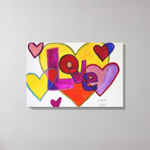 Toile Love Patchwork Hearts Peinture Canvas Imprimer
