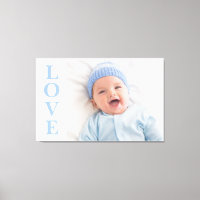 Love Photo Keepsaké Blue Typography Canvas