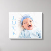 Love Photo Keepsaké Blue Typography Canvas