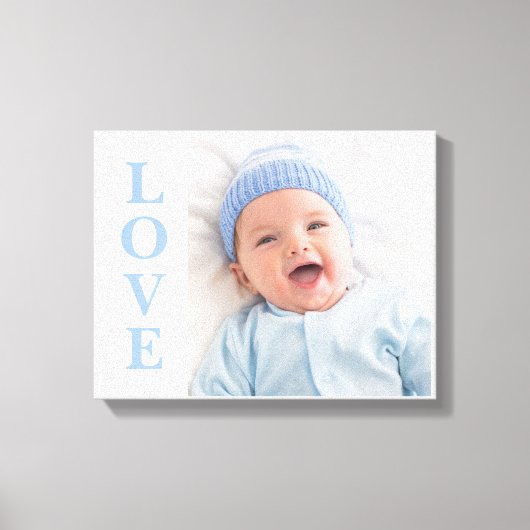 Toile Love Photo Keepsaké Blue Typography Canvas (Recto)