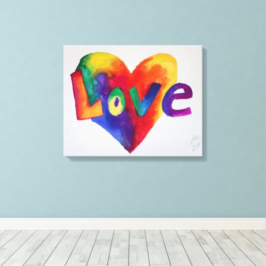 Toile Love Rainbow Heart Art Peinture Canvas Imprimer (Insitu (Plancher de Bois))