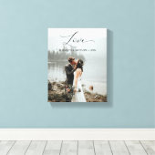 Toile Love Script manuscrit Customisé photo Mariage (Insitu (Plancher de Bois))