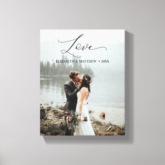 Toile Love Script manuscrit Customisé photo Mariage (Recto)
