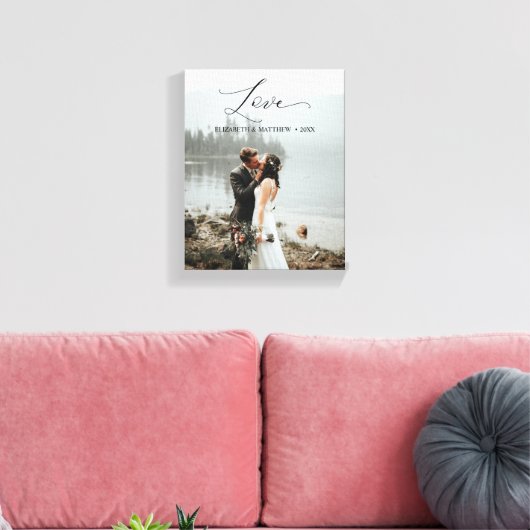 Toile Love Script manuscrit Customisé photo Mariage (Insitu(Salon))