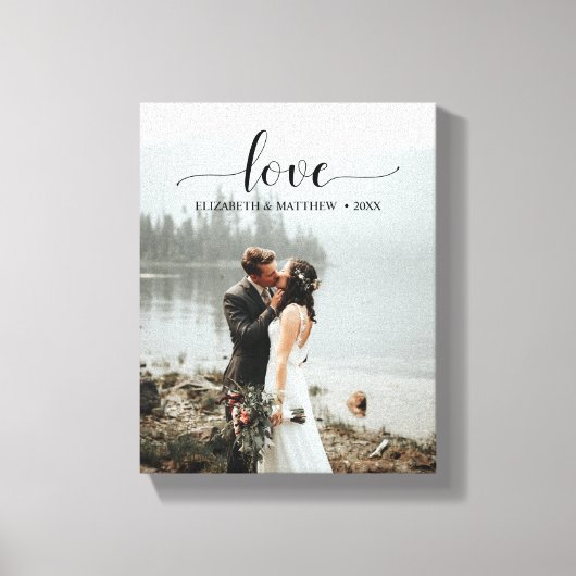 Toile Love Script manuscrit Mariage personnalisé photo (Recto)