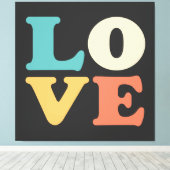 Toile Love Typographie Carré de couleur rétro (Insitu (Plancher de Bois))