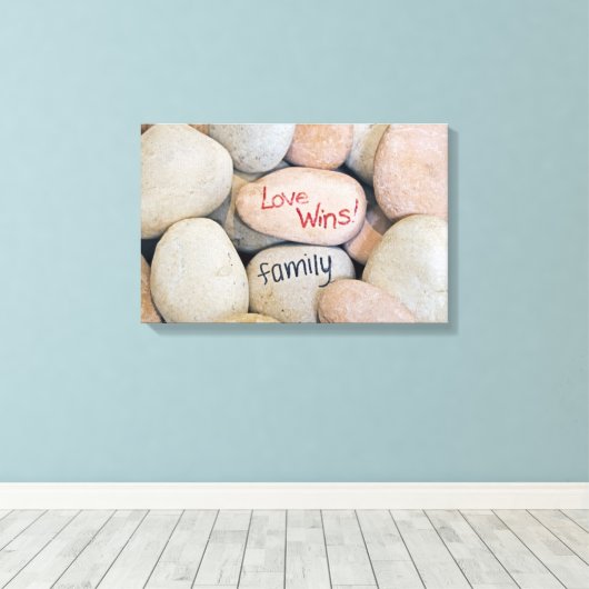 Toile Love Wins-message sur les rochers (Insitu (Plancher de Bois))