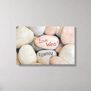 Toile Love Wins-message sur les rochers
