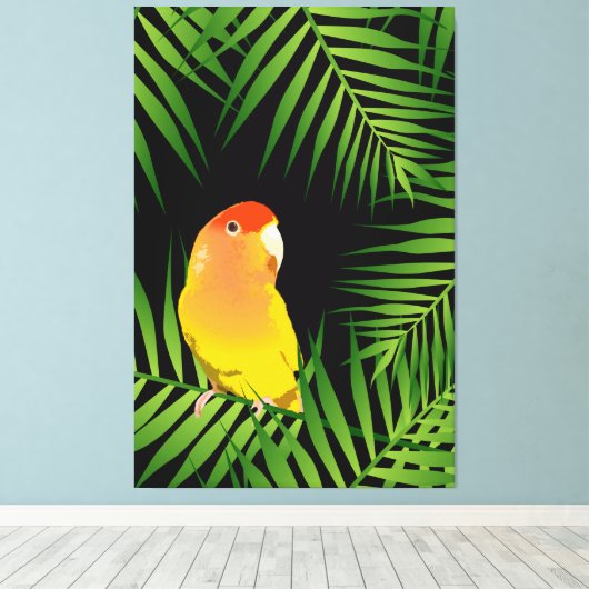 Toile Lovebird Parrot Oiseau tropical Jaune Vert Noir (Insitu (Plancher de Bois))