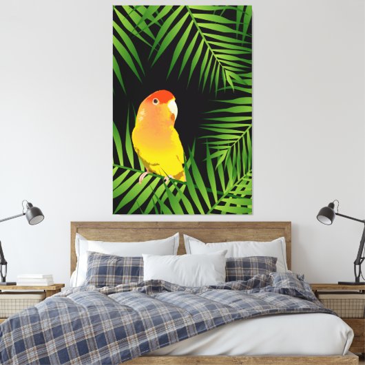 Toile Lovebird Parrot Oiseau tropical Jaune Vert Noir (Insitu(Chambre))