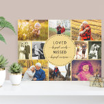 Toile Loved Beyond Words Remembrance Photo Collage<br><div class="desc">Souvenez-vous du collage photo, en souvenir d'un ami ou de plusieurs membres de la famille. Le texte du centre dit "aimé au-delà des mots, manqué au-delà des mesures" et est écrit dans un script élégant et la typographie majuscule moderne. Le modèle photo est mis en place pour vous d'ajouter 10...</div>