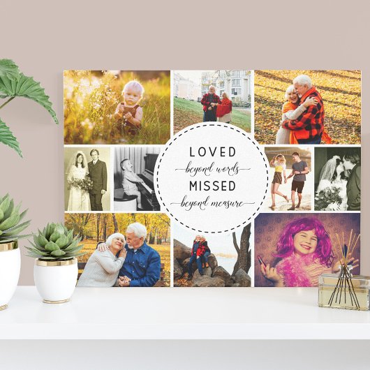 Toile Loved Beyond Words Souvenir Photo Collage Blanc