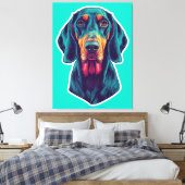 Toile Loyal Glow – Vibrant Bluetick Coonhound Pop Art (Insitu(Chambre))