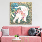 Toile Lucky White Elephant: Japanese Nihonga Art (Insitu(Salon))